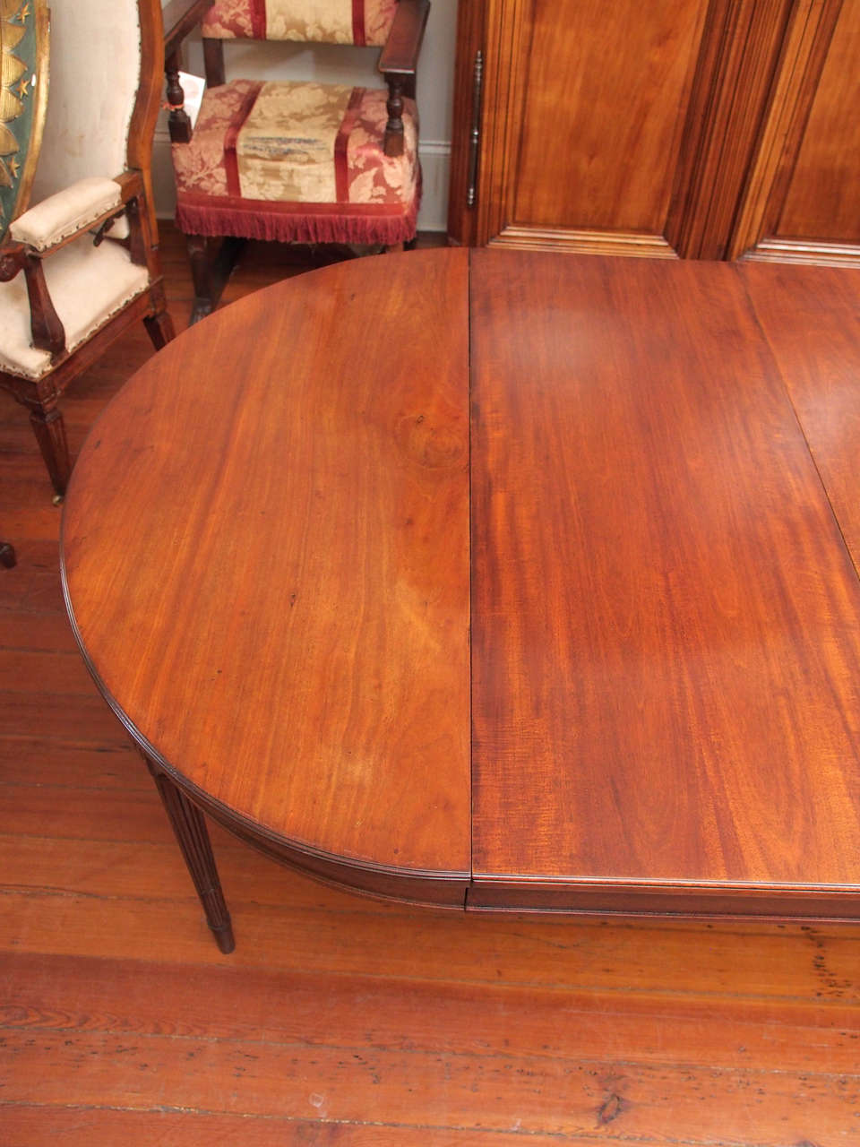 Neoclassical Louis XVI Style Dining Table with Three Leaves