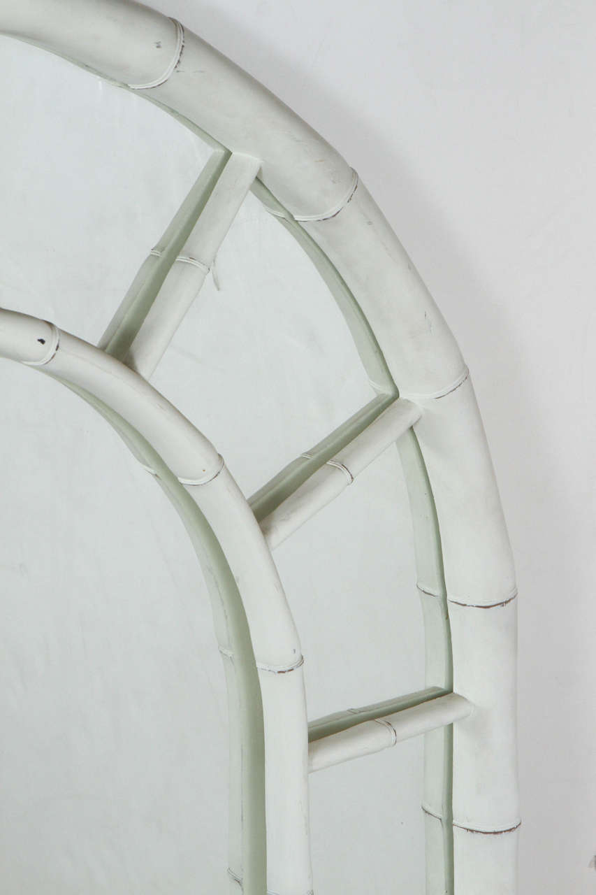 Late 20th Century White Chinoiserie Faux Bamboo Mirror For Sale