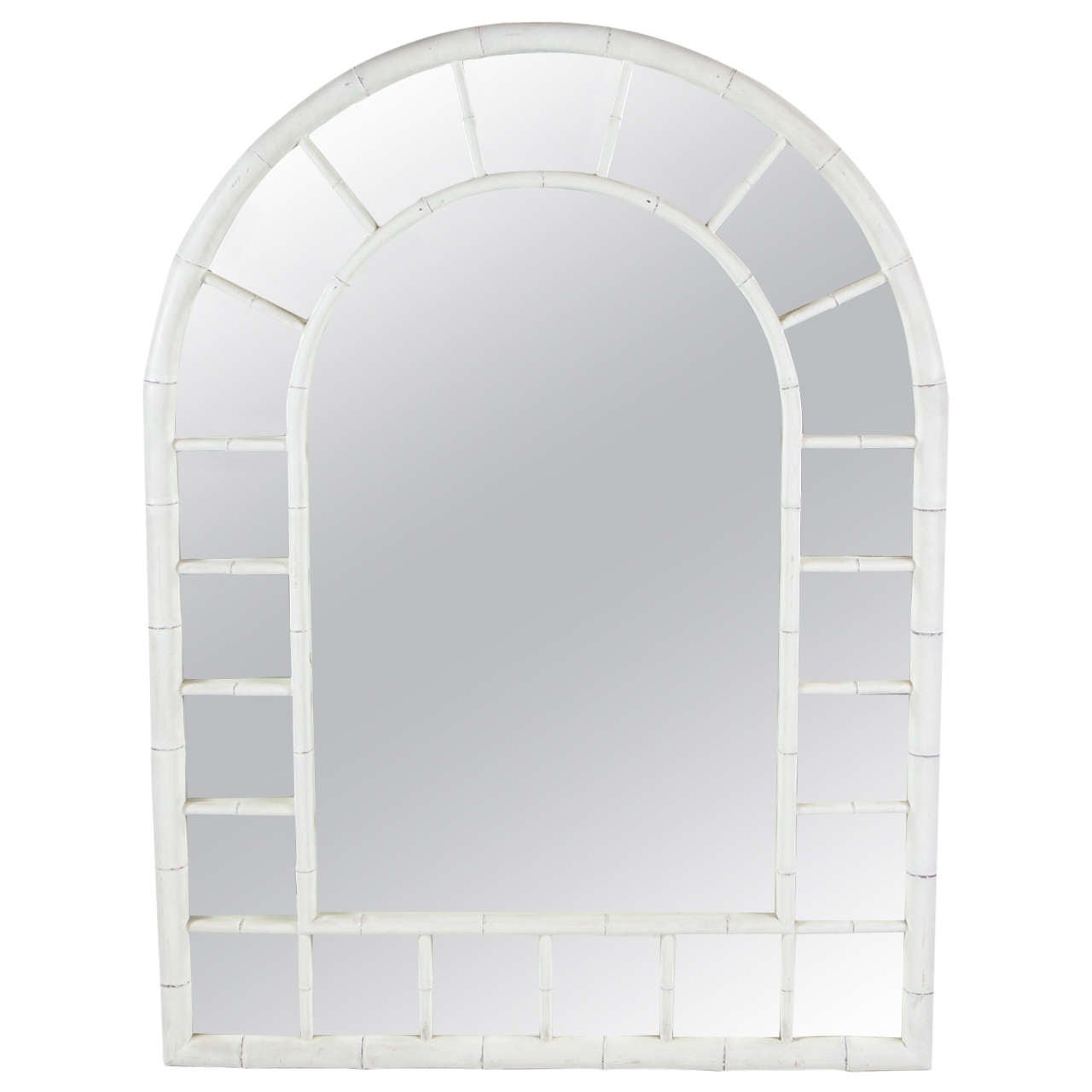 White Chinoiserie Faux Bamboo Mirror For Sale