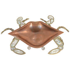 Vintage Brass Abalone Crab Serving Dish