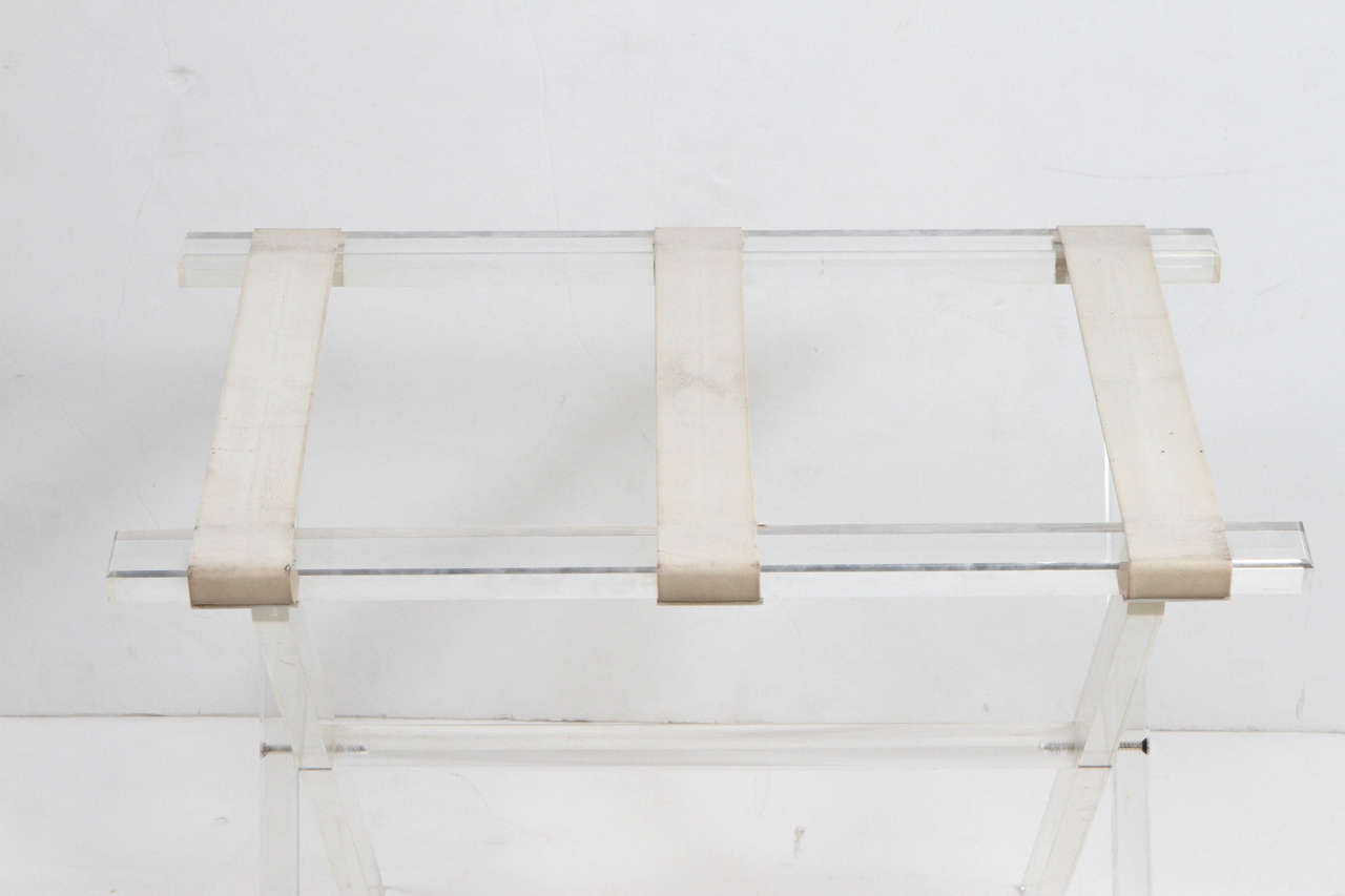 Folding Lucite Luggage Rack by Scheibe In Excellent Condition In South Pasadena, CA