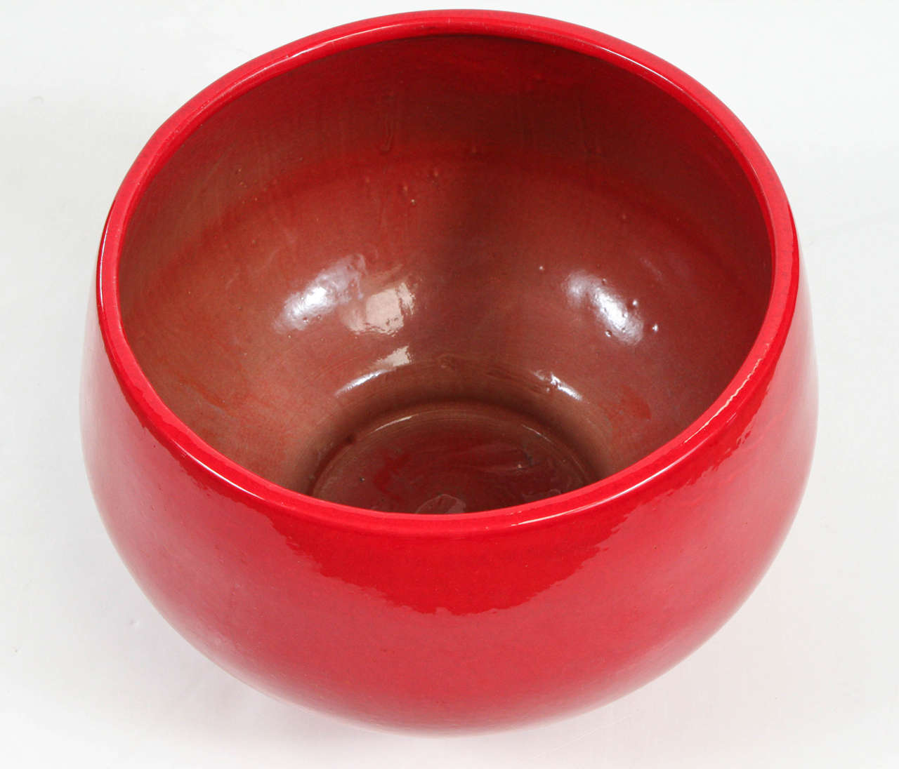 Mid-20th Century Mid-Century Ceramic Planter with High Gloss Red Glaze