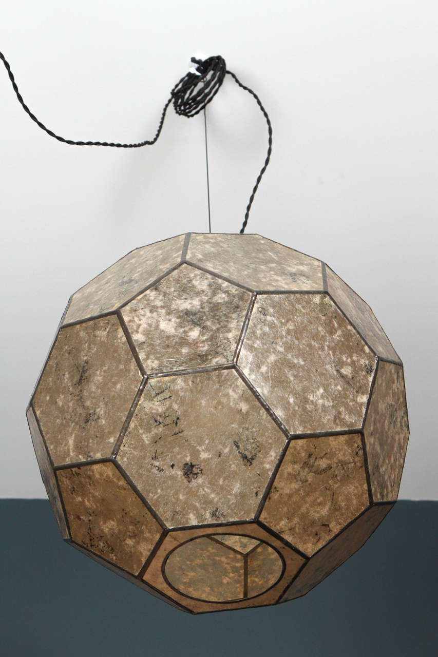 Contemporary Robert Lewis 12-Inch Mica Globe Pendant