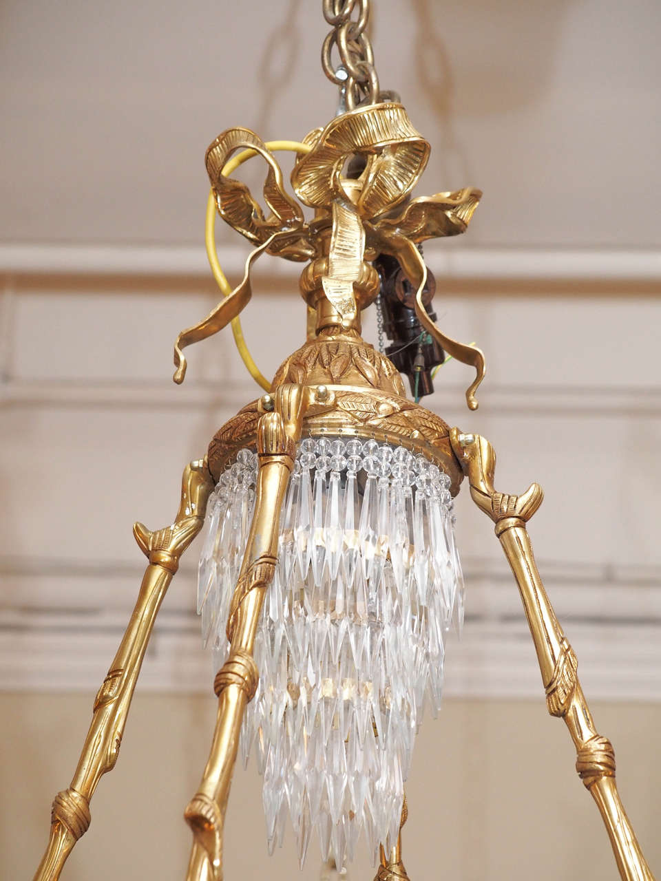 French Pair of Fabulous Empress Eugenie Crystal and Ormolu Chandeliers