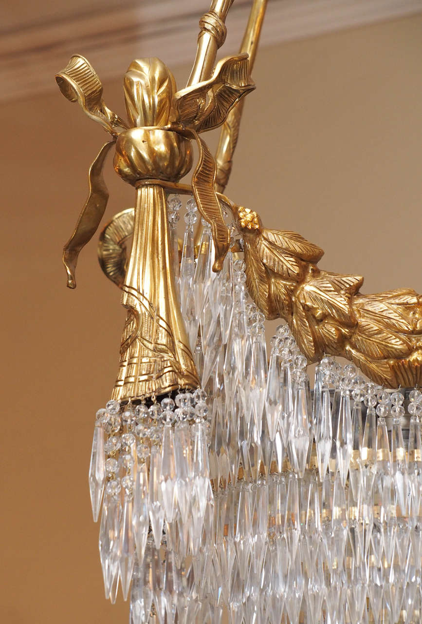 Pair of Fabulous Empress Eugenie Crystal and Ormolu Chandeliers 1