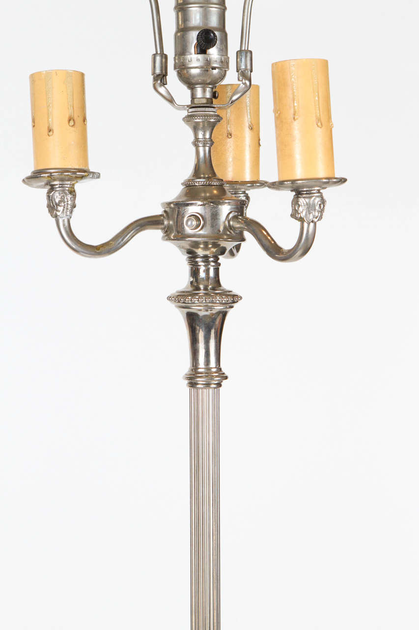 1930s Nickel and Marble Floor Lamp 2