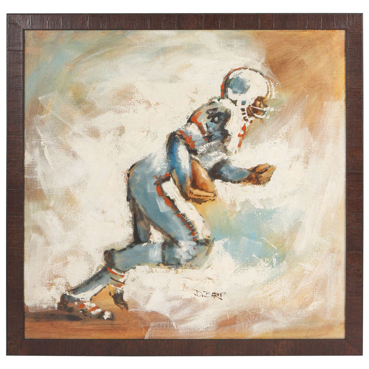 Oil Painting of Football Player at 1stDibs