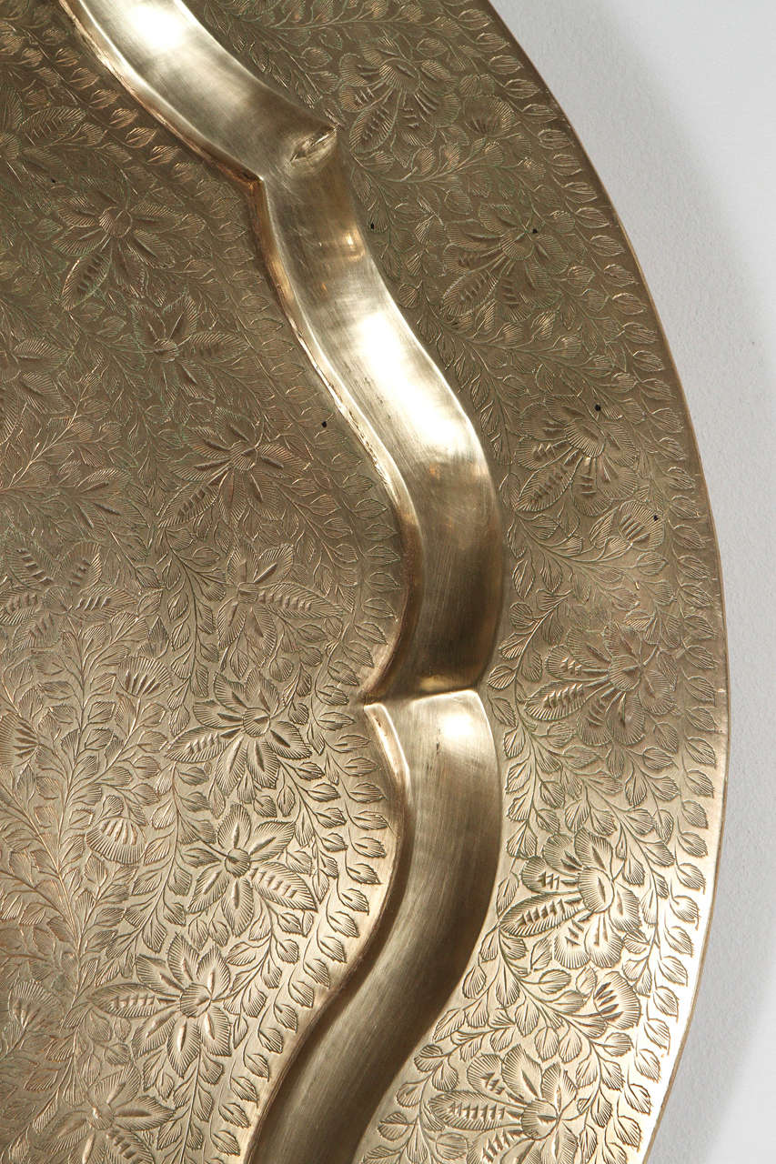 Anglo Raj Anglo-Indian Round Brass Tray Wall Hanging