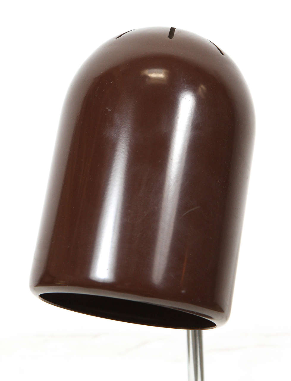 Moderne Brown Metall und Chrom Tischlampe Joe Colombo Stil (Unbekannt) im Angebot