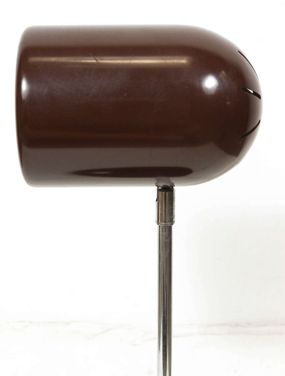 Moderne Brown Metall und Chrom Tischlampe Joe Colombo Stil im Angebot 1