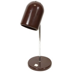 Modern Brown Metal and Chrome Table Lamp Joe Colombo Style