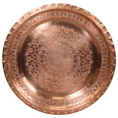 Large Antique Moroccan Copper Tray 12