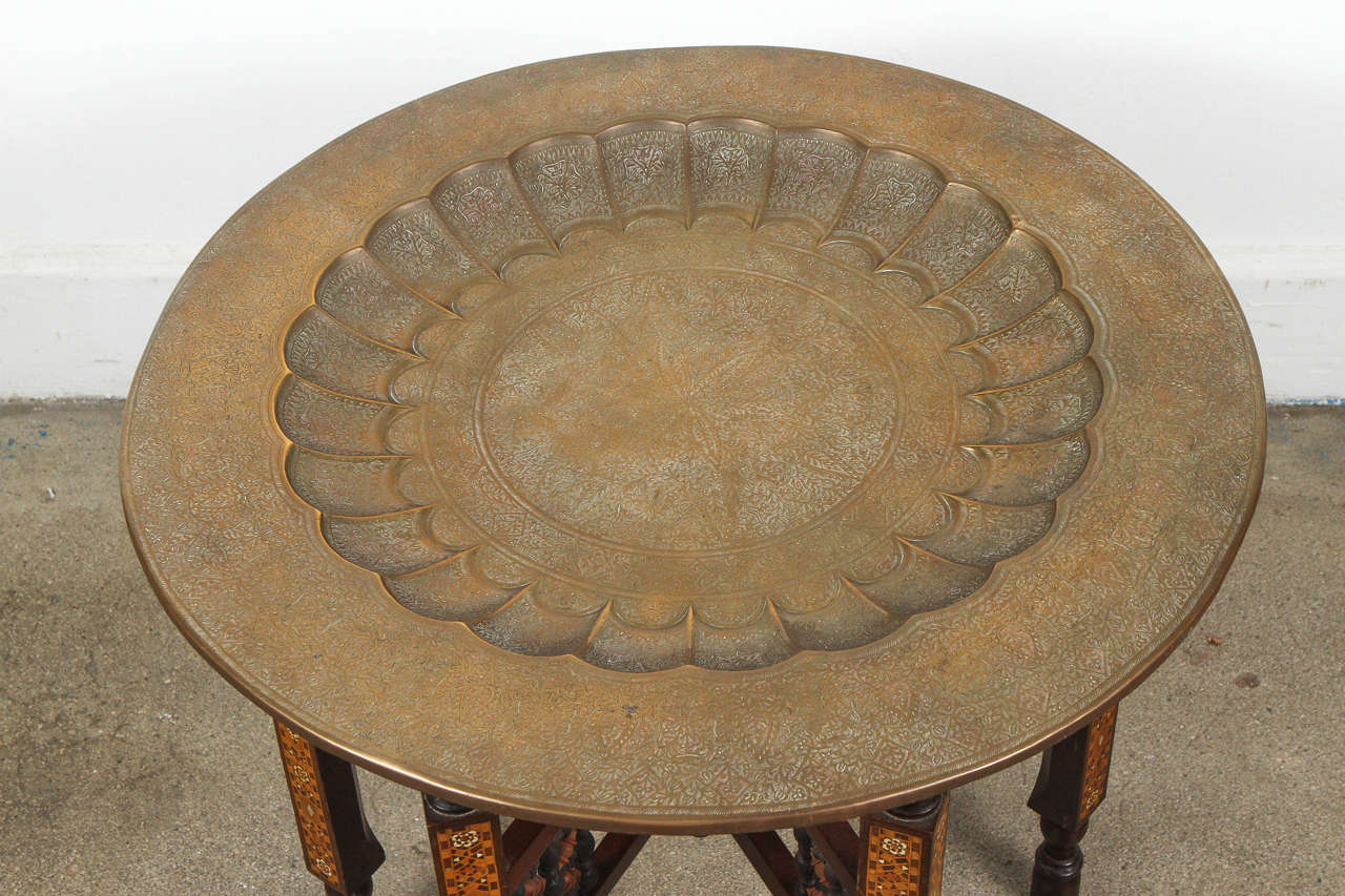 indian brass tray table