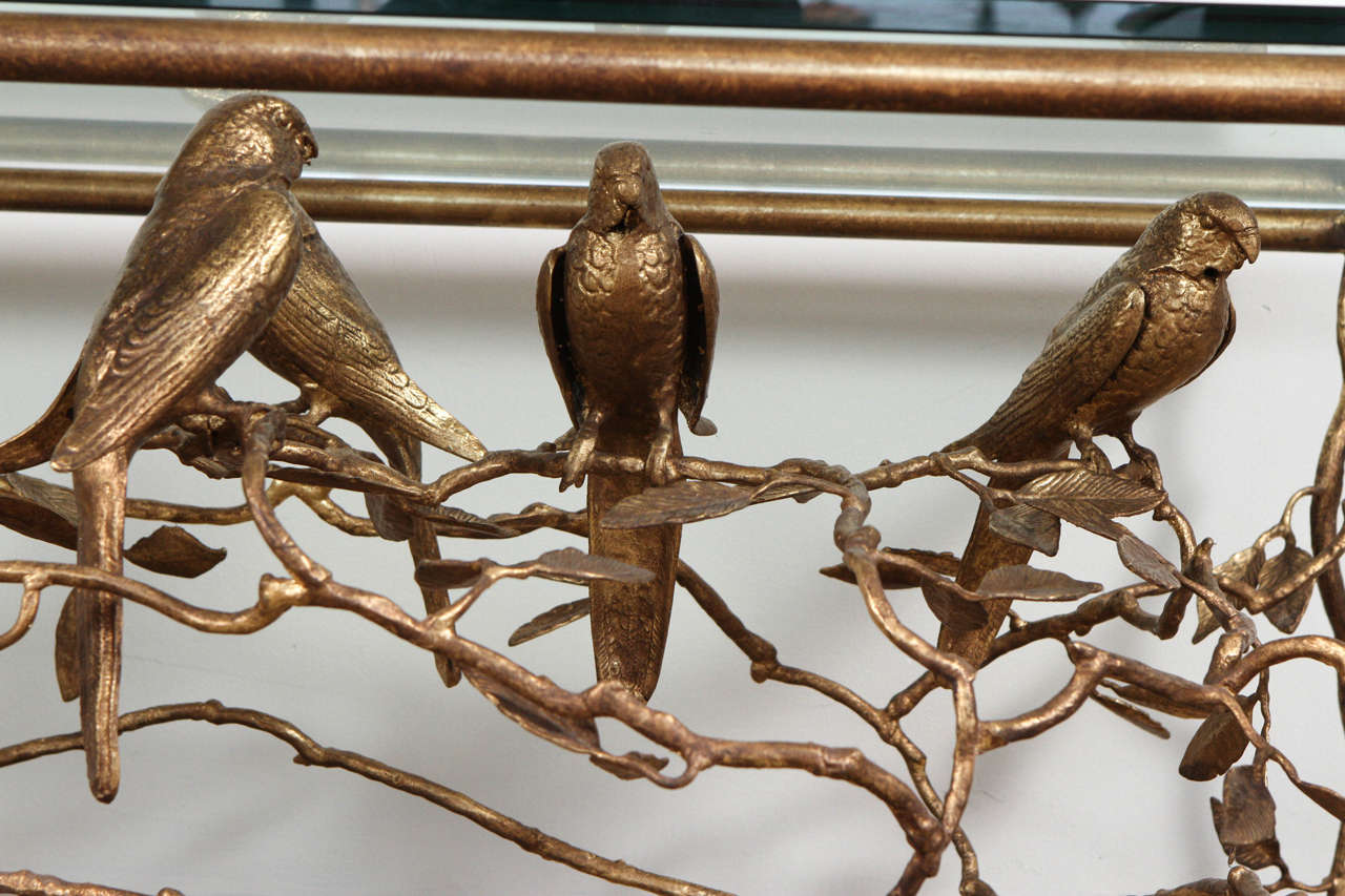 Cast Sculptural Bronze Parrot Cocktail Table