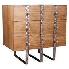 Paul Marra Three-Drawer Chests with Inset Metal Band