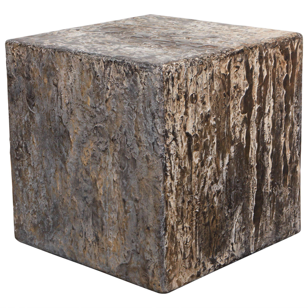 Hand Textured Hexahedron Cube Table