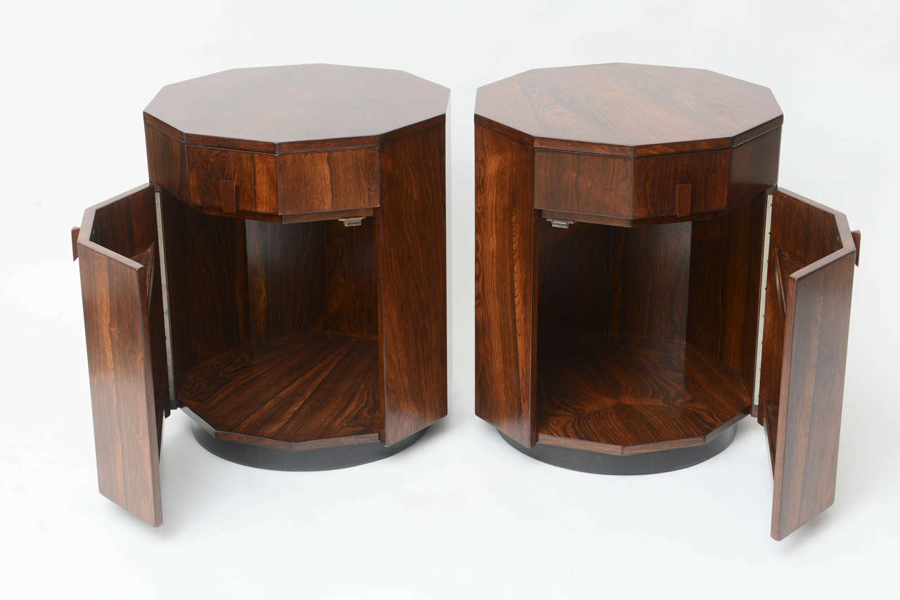 Mid-Century Modern Pair of Harvey Probber Rosewood End Tables with Storage Space