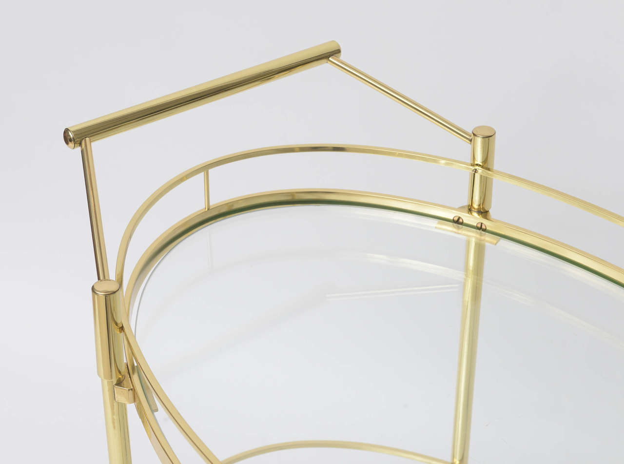 Mid-Century Modern Polished Brass Bar Cart