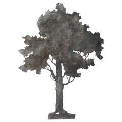 Large Folk Art Hand-Cut Sheet Metal Tree