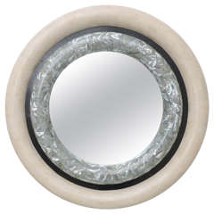 Maitland Smith Travertine and Mother-of-Pearl Mirror