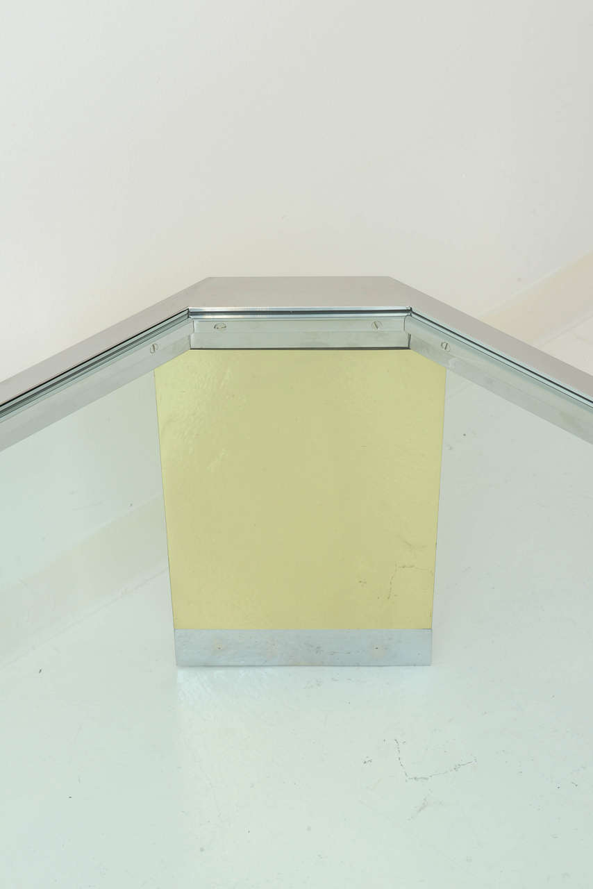 American Ron Seff Polished Brass and Steel Coffee Table