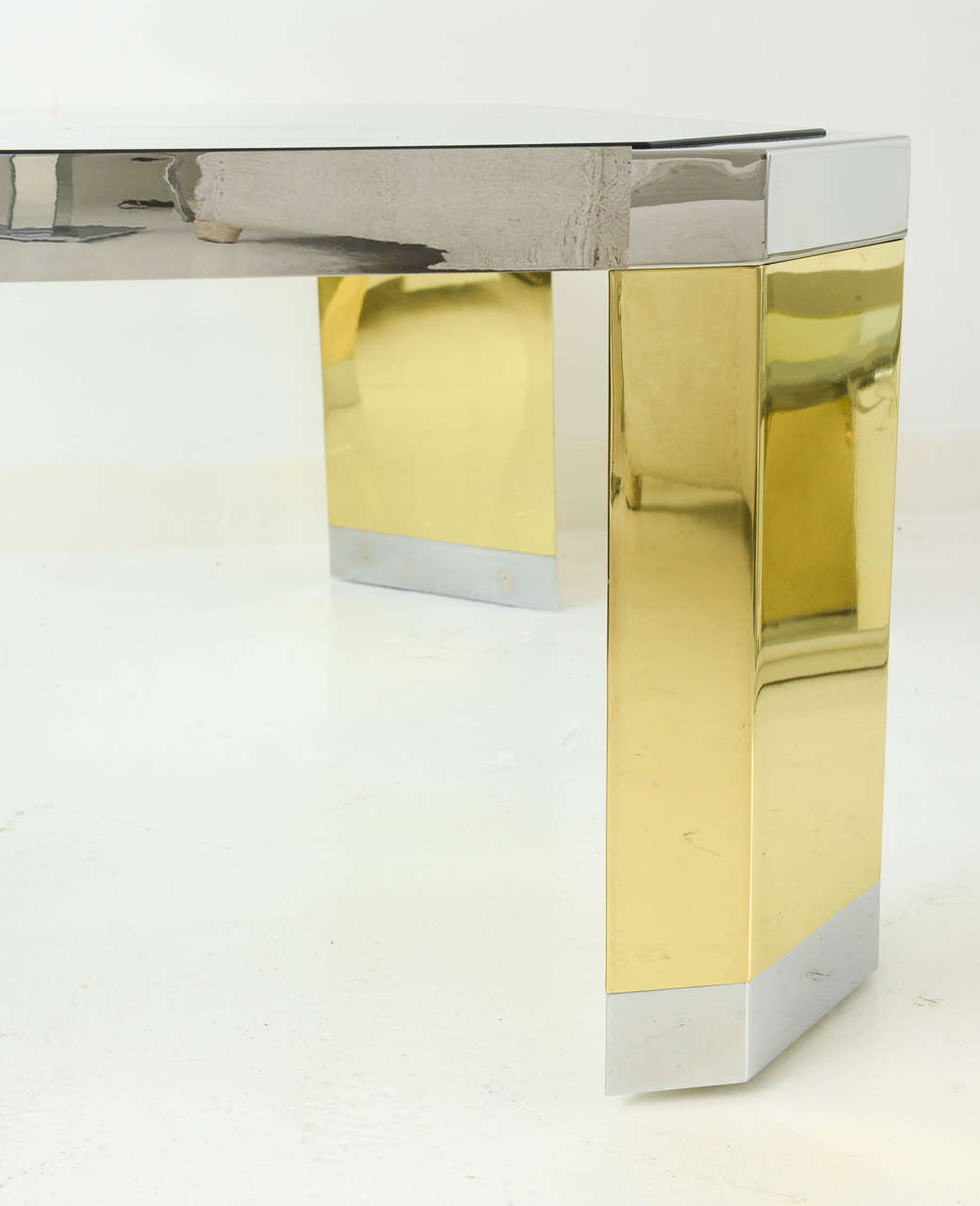 Ron Seff Polished Brass and Steel Coffee Table 1