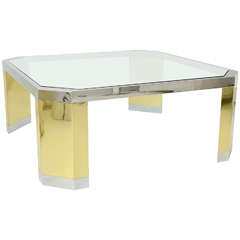 Ron Seff Polished Brass and Steel Coffee Table