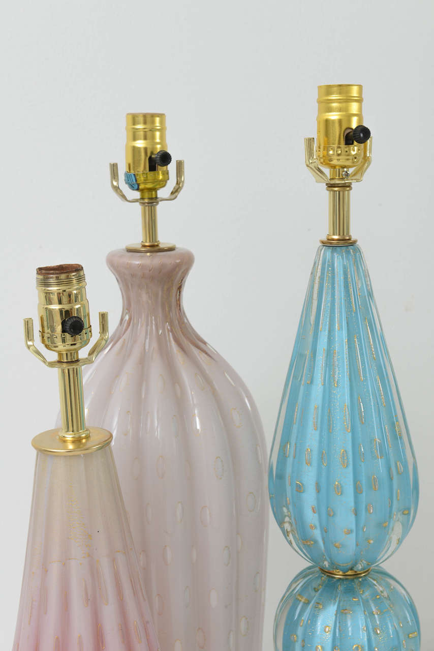 Mid-Century Modern 1950s Murano Glass Lamps