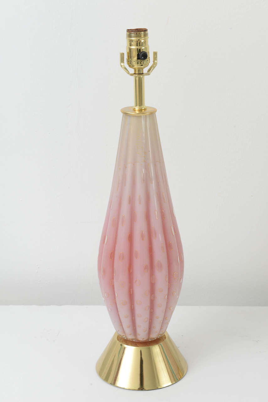 Brass 1950s Murano Glass Lamps