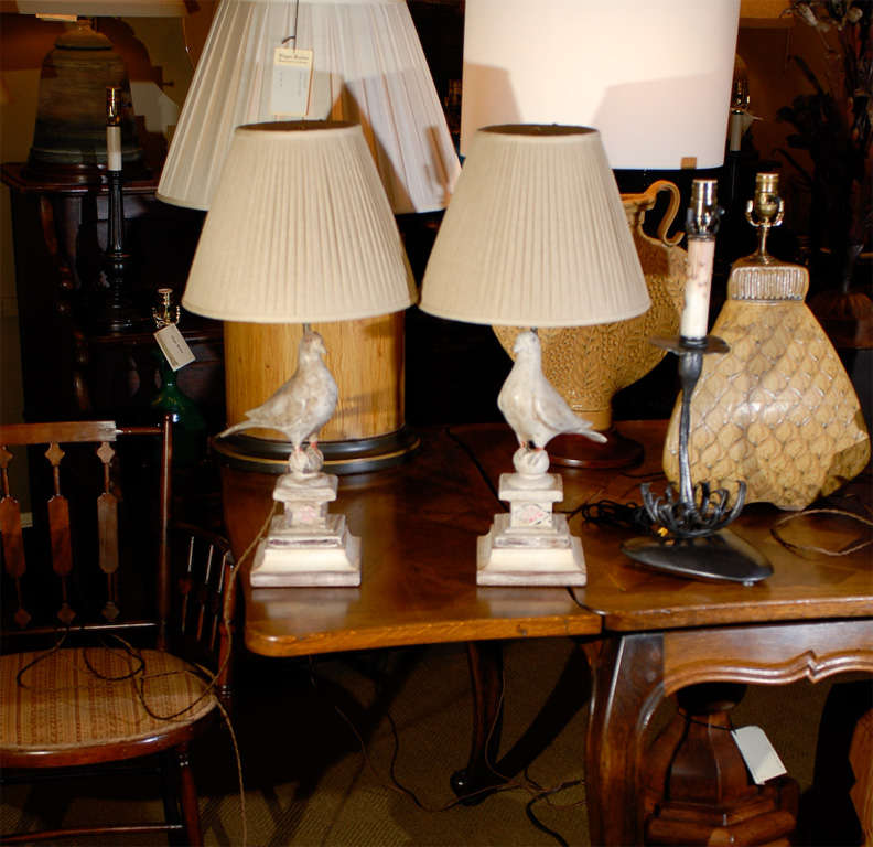 Pair Carved Birds as Lamps