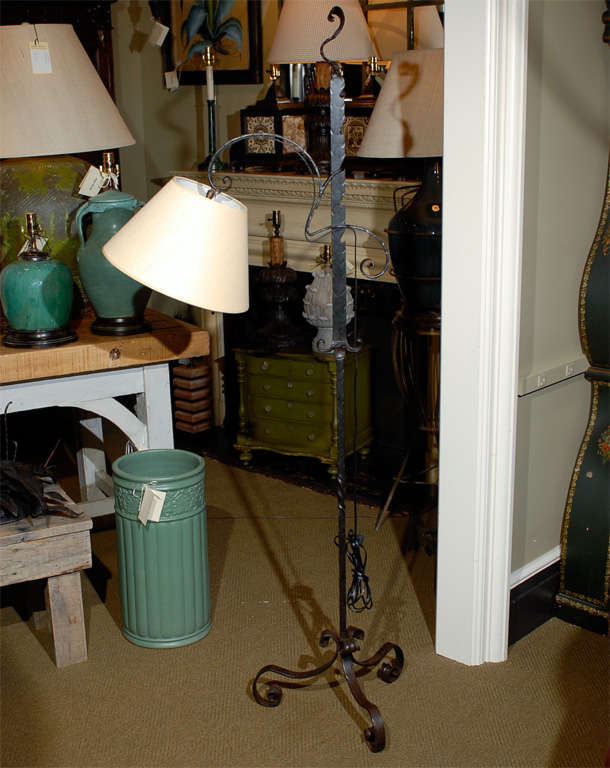 Handsome Sculptural Silhouette in this Iron Ratchet Floor Lamp