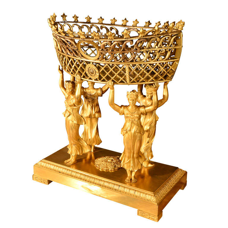 important Period 1st Empire bronze dore centerpiece