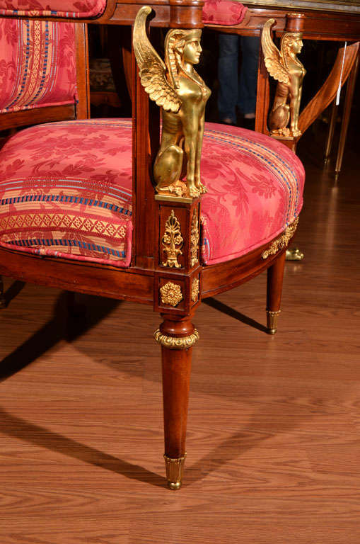 19th Century 19th C Empire Open Arm Chairs