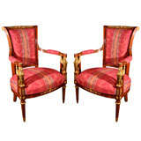 19th C Empire Open Arm Chairs