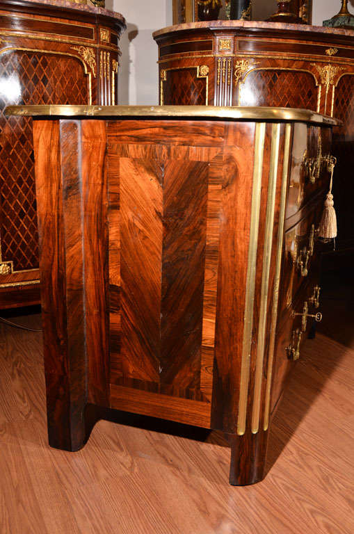 Wood 18th c Regence period rosewood and brass inlay chest