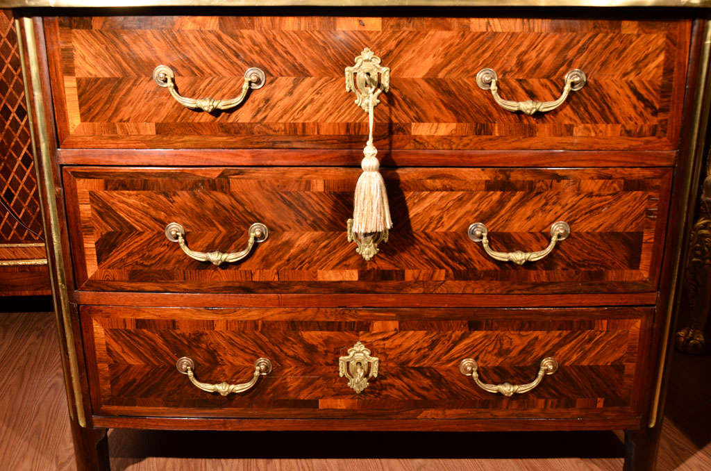 18th c Regence period rosewood and brass inlay chest 3