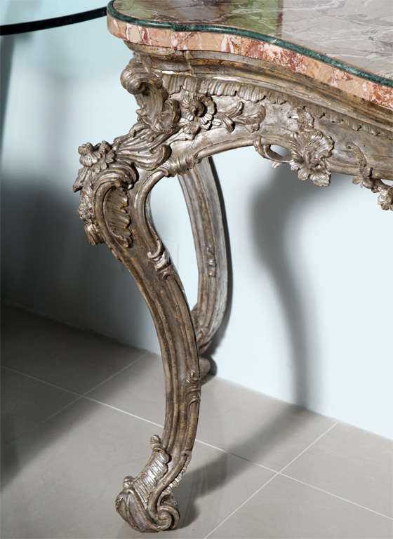 Important Italian Rococo Silver Gilt Console For Sale 1