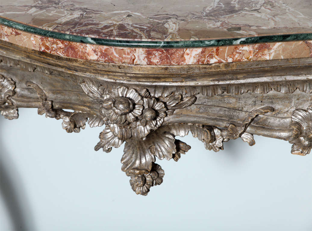 Important Italian Rococo Silver Gilt Console For Sale 2