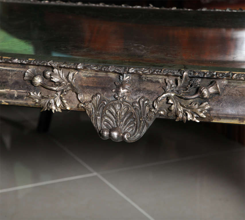 19th Century English Georgian Silver Plate and Bronze Low or Coffee Table For Sale