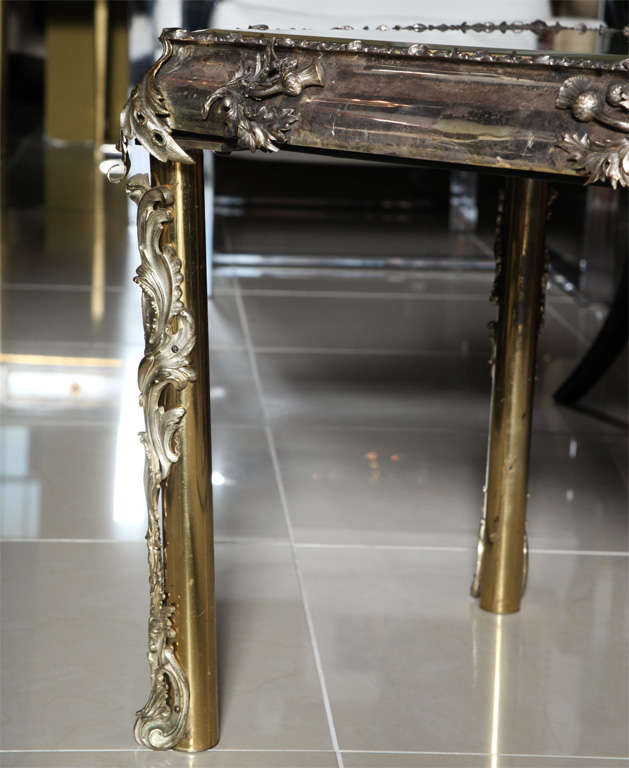 English Georgian Silver Plate and Bronze Low or Coffee Table For Sale 1
