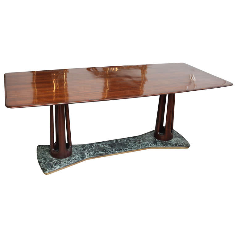 Guglielmo Ulrich Rosewood and Serpentine Marble Dining Table