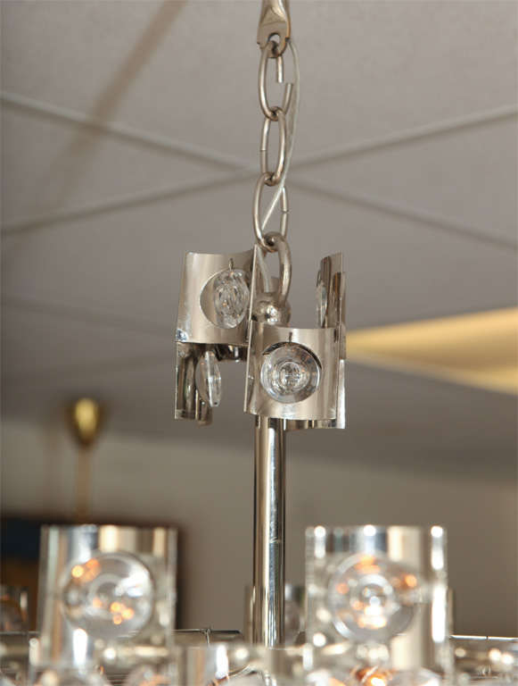 Rare Magnified Crystal and Chrome Sciolari Chandelier 2
