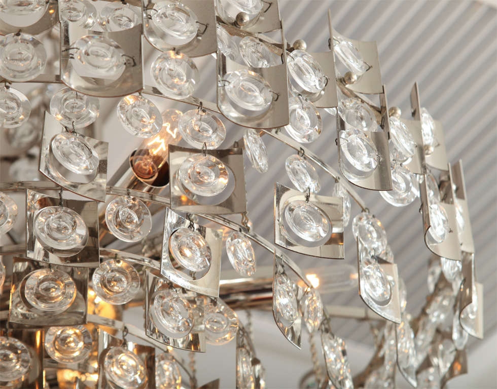 Rare Magnified Crystal and Chrome Sciolari Chandelier 4