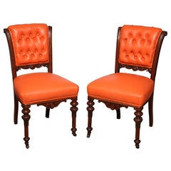 A Pair of  Mahogany Regency Side Chairs on Casters