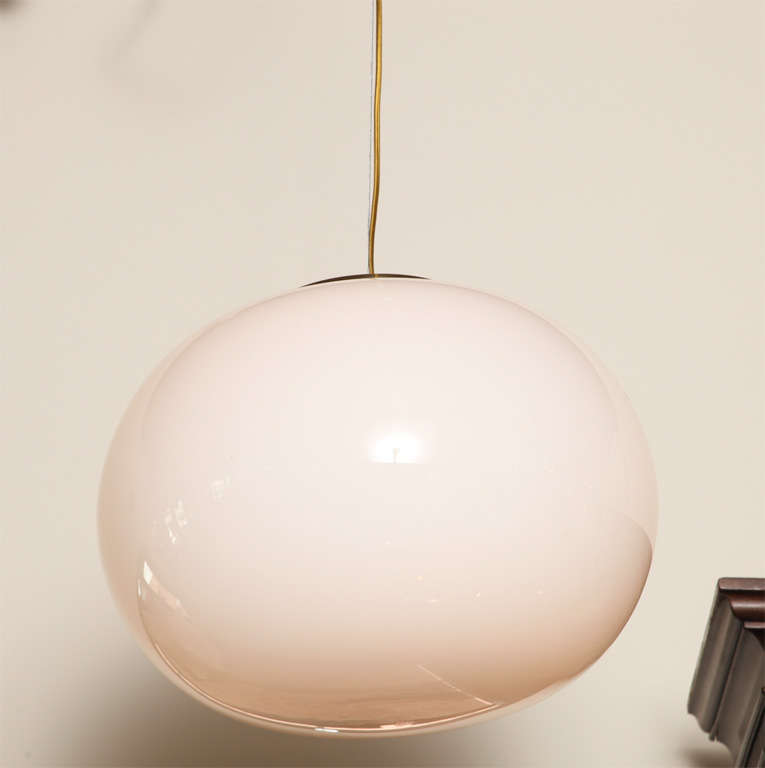 Italian Stunning Vistosi White Murano Globe Hanging Light