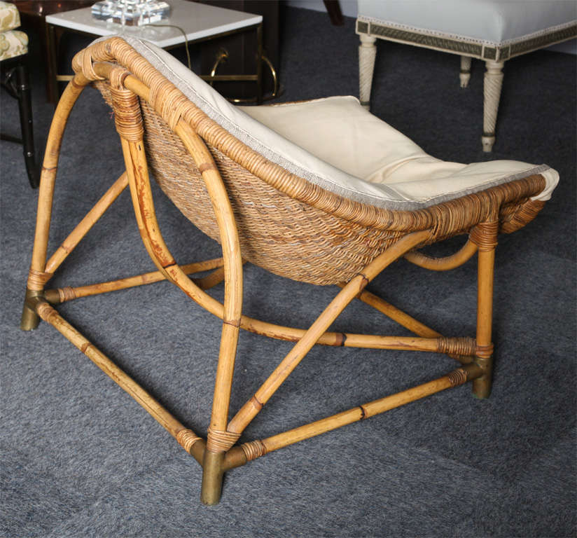 Bamboo and Rattan Occasional Chair and Ottoman at 1stDibs bamboo