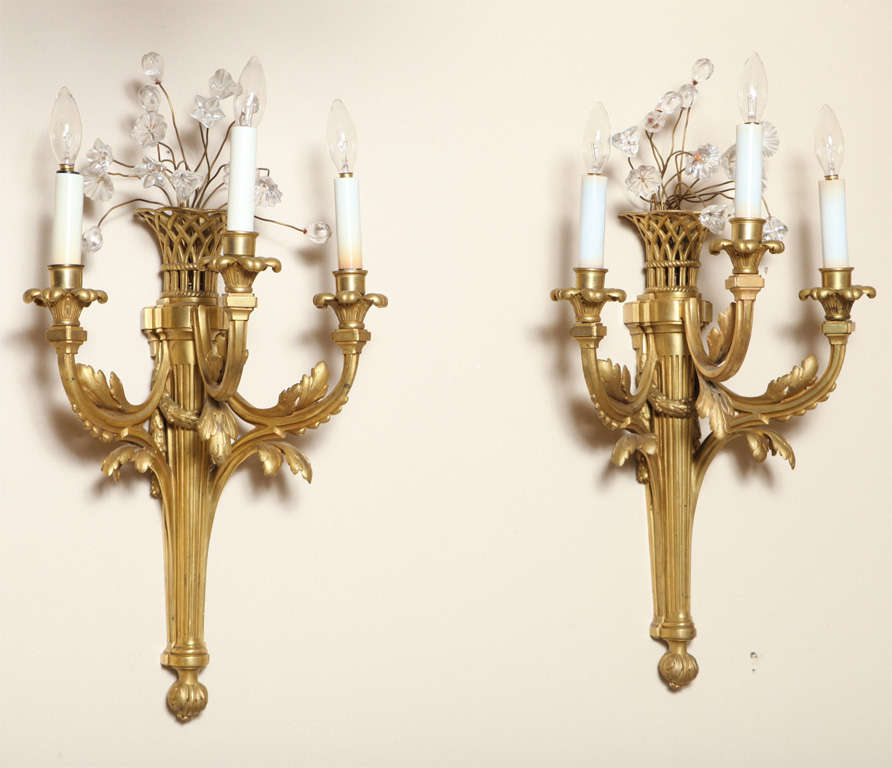 Fine Pair of Doré Bronze Sconces