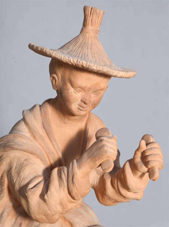 American Terracotta Figure on Pedestal