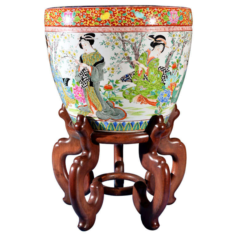 Japanese Fish Bowl On Stand at 1stDibs