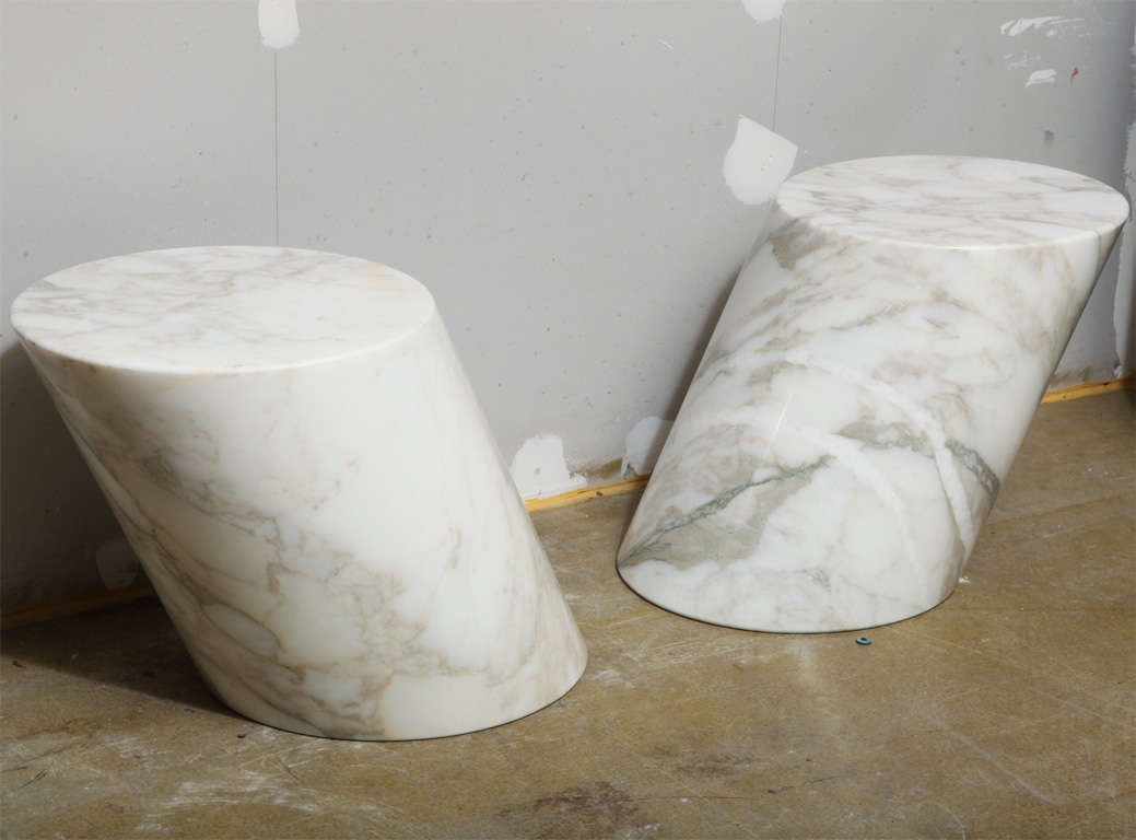 Solid Block Marble Side Tables